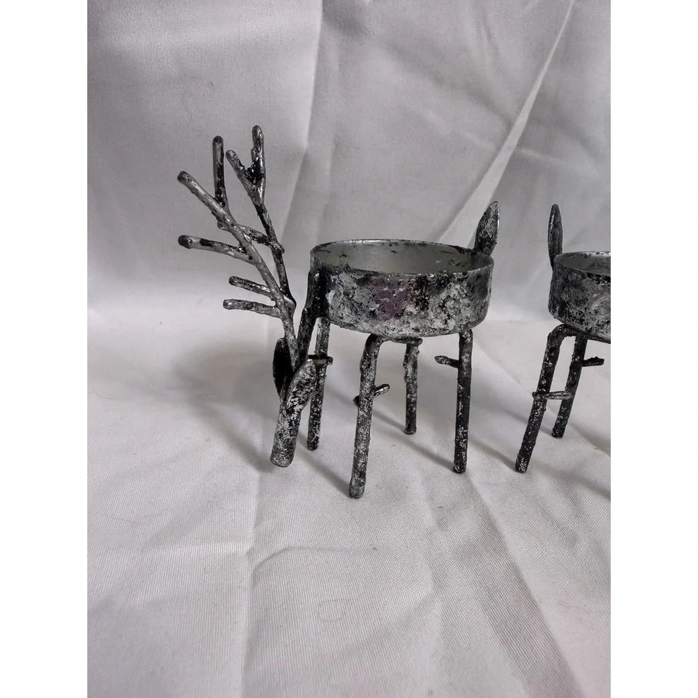 Sur La Table Standing Metal Reindeer Tea Light holders Set Of Two